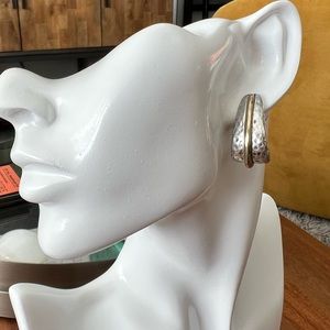 Silver Hammered Metal Hoop Earrings